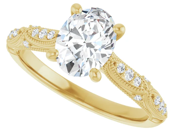 14K Yellow Gold 8x6 mm Oval Accented Engagement Ring 123240:285:P