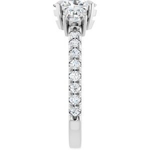 14K White Gold 7x5 mm Oval Three-Stone Accented Engagement Ring. 126795:345:P
