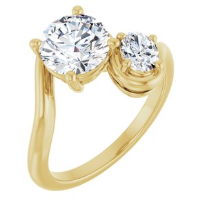 14K Yellow Gold 7.4 mm Round Two-Stone Engagement Ring. 126751:631:P