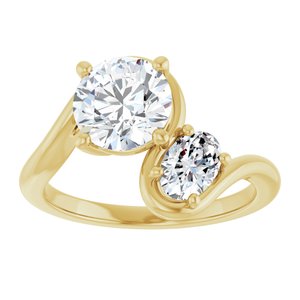 14K Yellow Gold 7.4 mm Round Two-Stone Engagement Ring. 126751:631:P