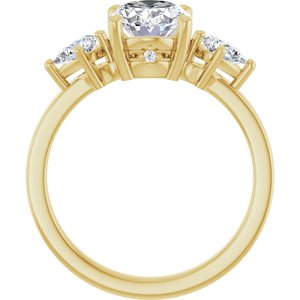 14K Yellow Gold 9x7 mm Oval Three-Stone Engagement Ring. 126785:1141:P