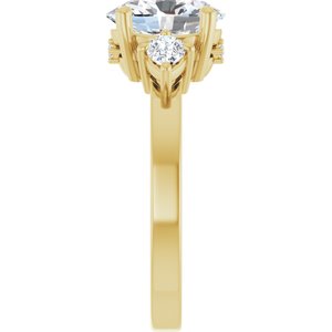 14K Yellow Gold 9x7 mm Oval Three-Stone Engagement Ring. 126785:1141:P
