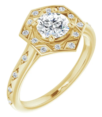 14K Yellow Gold 5.8 mm Round 1/8 CTW Diamond Halo-Style Accented Engagement Ring. 123489:601:P