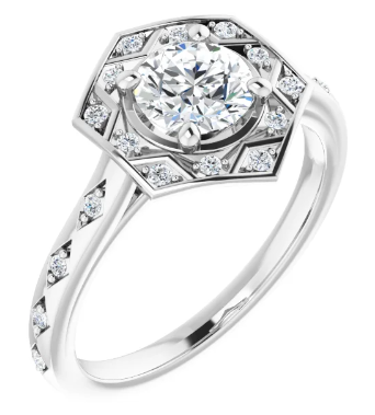 14K White Gold 5.8 mm Round 1/8 CTW Diamond Halo-Style Accented Engagement Ring. 123489:600:P