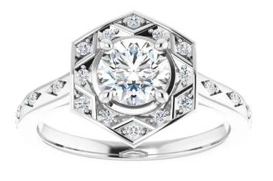 14K White Gold 5.8 mm Round 1/8 CTW Diamond Halo-Style Accented Engagement Ring. 123489:600:P
