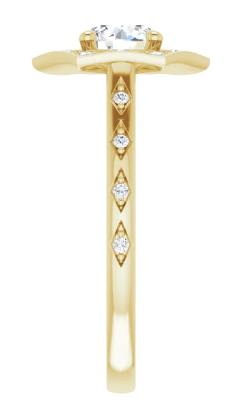 14K Yellow Gold 5.8 mm Round 1/8 CTW Diamond Halo-Style Accented Engagement Ring. 123489:601:P