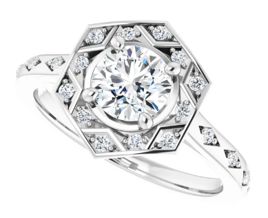 14K White Gold 5.8 mm Round 1/8 CTW Diamond Halo-Style Accented Engagement Ring. 123489:600:P