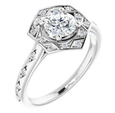 14K Yellow Gold 5.8 mm Round 1/8 CTW Diamond Halo-Style Accented Engagement Ring. 123489:601:P