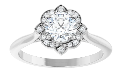 14K White Gold 5.8 mm Round 1/8 CTW Diamond Halo-Style Engagement Ring. 123505:600:P