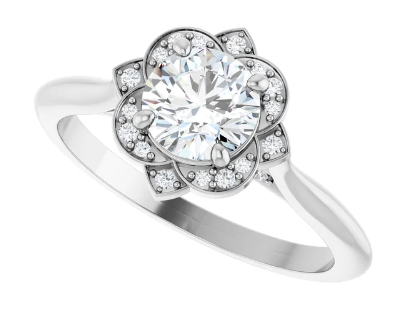 14K White Gold 5.8 mm Round 1/8 CTW Diamond Halo-Style Engagement Ring. 123505:600:P