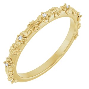 14K Yellow Gold .03 CTW Diamond Floral Band. 126619:102:P