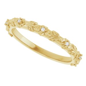 14K Yellow Gold .03 CTW Diamond Floral Band. 126619:102:P