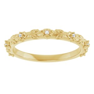 14K Yellow Gold .03 CTW Diamond Floral Band. 126619:102:P