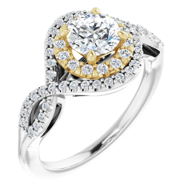 14K White/Yellow Gold 5.8 mm Round 1/3 CTW Diamond Halo-Style Accented Engagement Ring. 123604:609:P