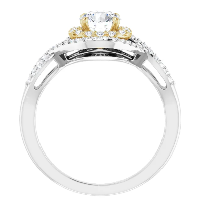 14K White/Yellow Gold 5.8 mm Round 1/3 CTW Diamond Halo-Style Accented Engagement Ring. 123604:609:P