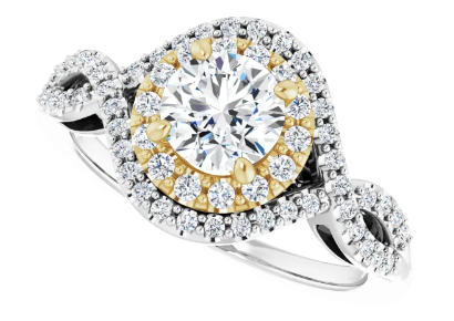 14K White/Yellow Gold 5.8 mm Round 1/3 CTW Diamond Halo-Style Accented Engagement Ring. 123604:609:P