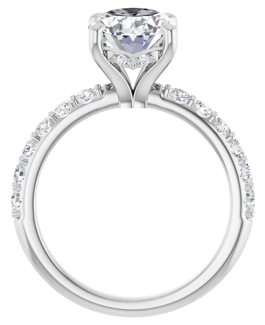 14K White Gold 8x6 mm Oval Hidden Halo-Style Engagement Ring. 123648:450:P