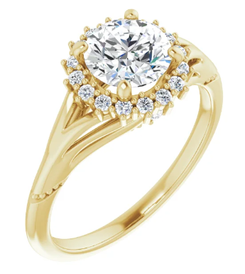 14K Yellow Gold 6.5 mm Round 1/6 CTW Diamond Halo-Style Engagement Ring. 123671:609:P