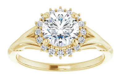 14K Yellow Gold 6.5 mm Round 1/6 CTW Diamond Halo-Style Engagement Ring. 123671:609:P