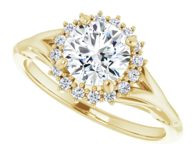 14K Yellow Gold 6.5 mm Round 1/6 CTW Diamond Halo-Style Engagement Ring. 123671:609:P