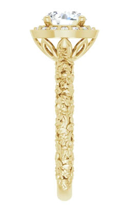 14K Yellow Gold 6.5 mm Round 1/10 CTW Diamond Floral Halo-Style Accented Engagement Ring. 123752:605:P