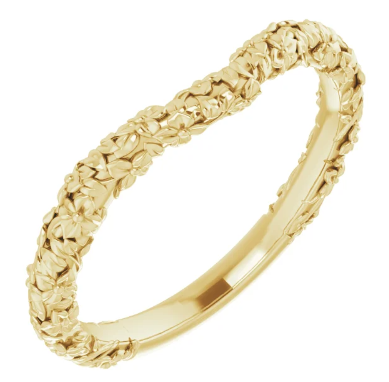 14K Yellow Gold 6.5 mm Round 1/10 CTW Diamond Floral Halo-Style Accented Engagement Ring. 123752:605:P