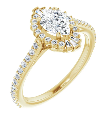 14K Yellow Gold 7x5 mm Pear 1/3 CTW Diamond Halo-Style Accented Engagement Ring. 123768:601:P