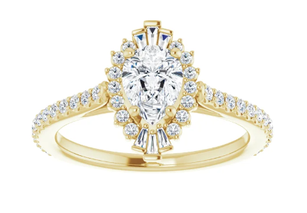 14K Yellow Gold 7x5 mm Pear 1/3 CTW Diamond Halo-Style Accented Engagement Ring. 123768:601:P