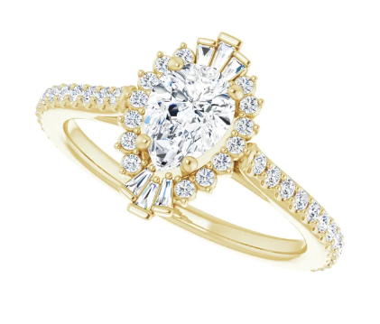 14K Yellow Gold 7x5 mm Pear 1/3 CTW Diamond Halo-Style Accented Engagement Ring. 123768:601:P