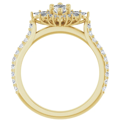 14K Yellow Gold 8x4 mm Marquise 1/2 CTW Diamond Halo-Style Accented Engagement Ring. 123770:601:P