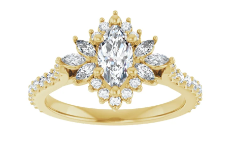 14K Yellow Gold 8x4 mm Marquise 1/2 CTW Diamond Halo-Style Accented Engagement Ring. 123770:601:P