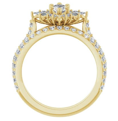 14K Yellow Gold 8x4 mm Marquise 1/2 CTW Diamond Halo-Style Accented Engagement Ring. 123770:601:P