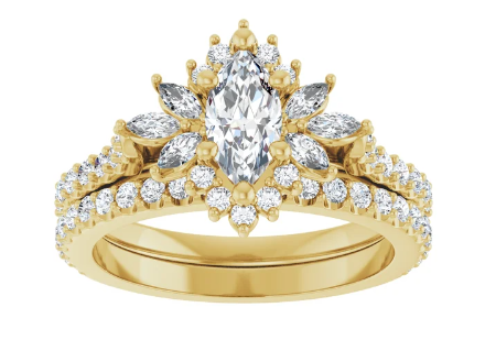 14K Yellow Gold 8x4 mm Marquise 1/2 CTW Diamond Halo-Style Accented Engagement Ring. 123770:601:P