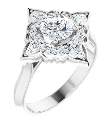 14K White Gold 5.8 mm Round 5/8 CTW Diamond Halo-Style Engagement Ring. 123780:604:P