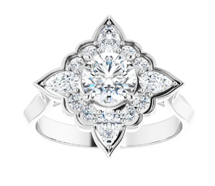 14K White Gold 5.8 mm Round 5/8 CTW Diamond Halo-Style Engagement Ring. 123780:604:P