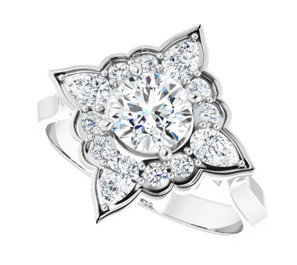 14K White Gold 5.8 mm Round 5/8 CTW Diamond Halo-Style Engagement Ring. 123780:604:P