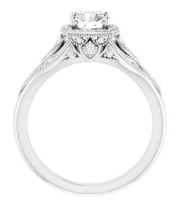 14K White Gold 5.8 mm Round 1/6 CTW Diamond Halo-Style Accented Engagement Ring. 123832:604:P