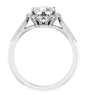 14K White Gold 6.5 mm Round 1/8 CTW Diamond Halo-Style Accented Engagement Ring. 123871:608:P