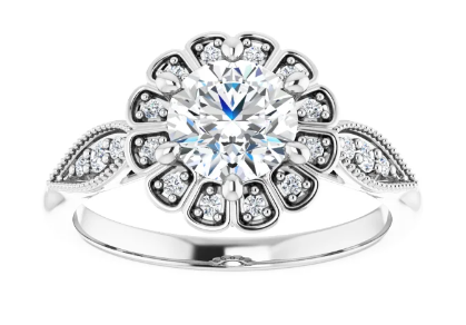 14K White Gold 6.5 mm Round 1/8 CTW Diamond Halo-Style Accented Engagement Ring. 123871:608:P