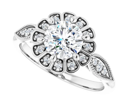 14K White Gold 6.5 mm Round 1/8 CTW Diamond Halo-Style Accented Engagement Ring. 123871:608:P