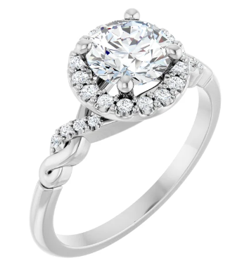 14K White Gold 6.5 mm Round 1/6 CTW Diamond Halo-Style Accented Engagement Ring. 123978:612:P