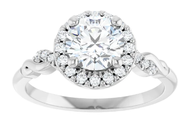 14K White Gold 6.5 mm Round 1/6 CTW Diamond Halo-Style Accented Engagement Ring. 123978:612:P