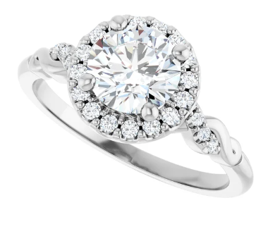 14K White Gold 6.5 mm Round 1/6 CTW Diamond Halo-Style Accented Engagement Ring. 123978:612:P