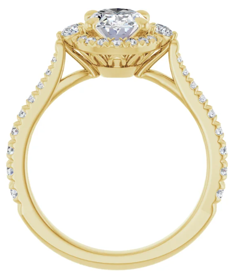 14K Yellow Gold 8x6 mm Oval Halo-Style Accented Engagement Ring. 124155:406:P