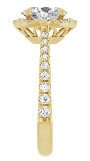 14K Yellow Gold 8x6 mm Oval Halo-Style Accented Engagement Ring. 124155:406:P