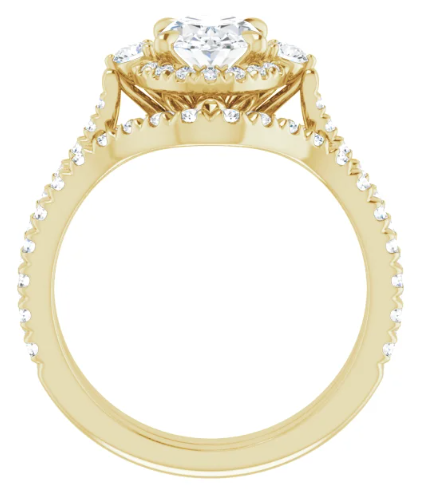 14K Yellow Gold 8x6 mm Oval Halo-Style Accented Engagement Ring. 124155:406:P