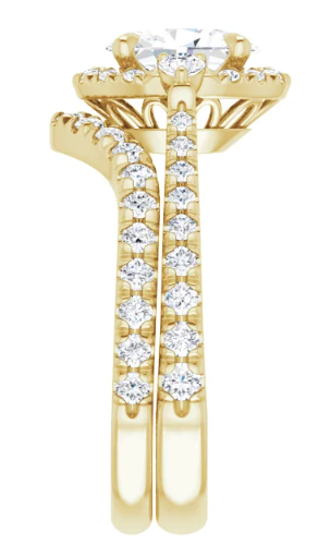 14K Yellow Gold 8x6 mm Oval Halo-Style Accented Engagement Ring. 124155:406:P
