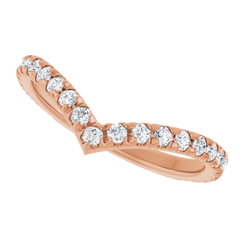 14K Rose Gold 1/2 CTW Diamond  French-Set Contour Band. 124361:LG604:P