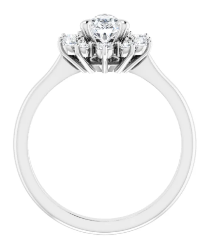 14K White Gold 8x5 mm Pear 1/3 CTW Diamond Halo-Style Engagement Ring. 124390:106:P