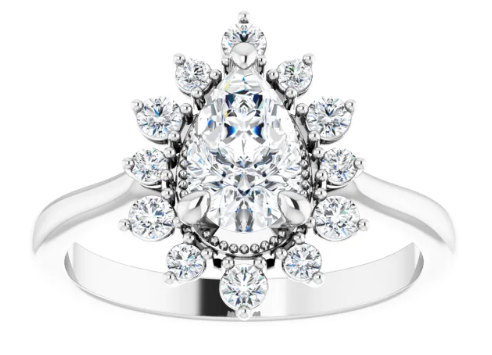 14K White Gold 8x5 mm Pear 1/3 CTW Diamond Halo-Style Engagement Ring. 124390:106:P